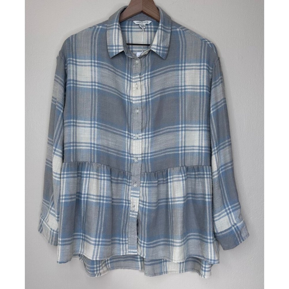 American Eagle Baby Doll Long Sleeve Button Up Flannel Women Size XS NWT